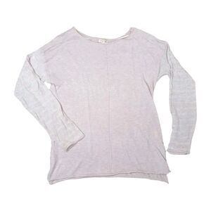 Mystree Womens Pink Knit Shirt Sweater Medium M Long Sleeve Striped Exposed Seam